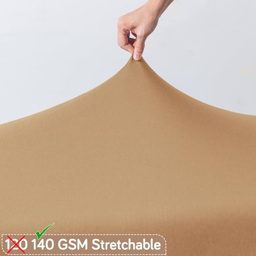 Image of HOKIPO 'SereneSolids' 140 GSM Elastic Stretchable Dining Bench Cover, Camel (AR-6245-CML)
