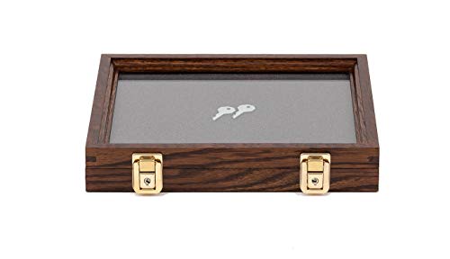 Two Timbers Small Display Case with Walnut Finish Handmade Wood Box with Glass Top, Arrowheads, Knives, Rocks, Pins, Collectibles, Collections, Medals, Military Coins 4h, Memory Box Keepsakes