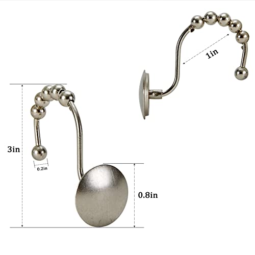 Estmy Modern Nickel Shower Curtain Hooks Rings Set Of 12, Luxury Rust Resistant Zinc Alloy With Glide Rollers Decorative Shower Hooks For Bathroom Shower Rods Curtains Accessories #TOP4