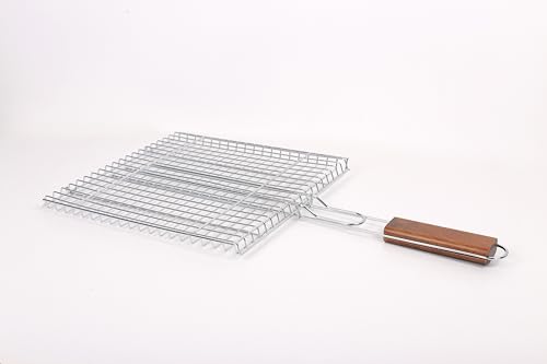 Folding BBQ Griller Basket Chrome Nickel Plated BBQ Grilling Basket Grilling Accessories for Outdoor - 32.8 x 33.0 cm - RS0017