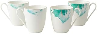 Amazon Brand - Umi Tea Coffee Cups Mugs Set 4 Premium Porcelain (Water Colour)
