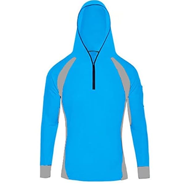 Pullover Viskleding Ademende Zonnebrandcrème Heren Sneldrogende Zonnebrandkleding met Lange Mouwen en Capuchon (Kleur: Blauw, Maat: XX-Large)
