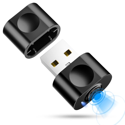 aMZCaSE Mouse Jiggler Undetectable, Mouse Mover Jiggler USB with Switch Button, Automatic Mouse Mover Device Undetectable with 3 Jiggle Modes, Plug and Play Keep Computer/Laptop Awake,Black