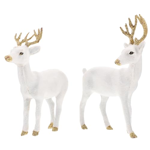 MUELODSIC 2 Stück Realistische Sika Figuren Weißes Rentier Ornament...