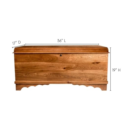 Image of Rustic Red Door Co. Cedar Hope Chest with Waterfall Top, Amish Made Wooden Storage Trunk Box for Bedroom, Blanket, Clothes, Anti-Slam Hinges and Lock, 36 inch, Rustic Hickory Wood, Boston Stain