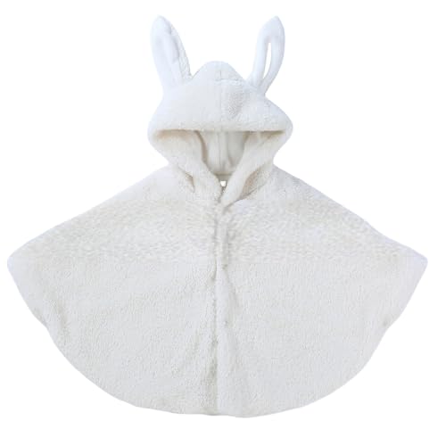 Kids Flannel Hooded Cape Cute Fleece Fuzzy Bunny Ear Hoodies Fall Outfit for Toddler Girls Soft Fluffy Clothes Set