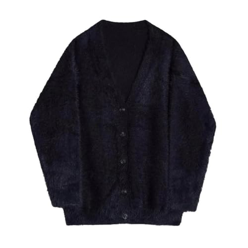 Men's Knitted Button Cardigan Sweatercoat Long Sleeve V Neck Vintage Korean Clothing 7