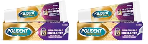 Polident Power Max, Super Tenuta + Sigillante, Adesivo per Protesi Dentale, Tenuta Salda Giornaliera, Gusto neutro, 70 g (Confezione da 2)