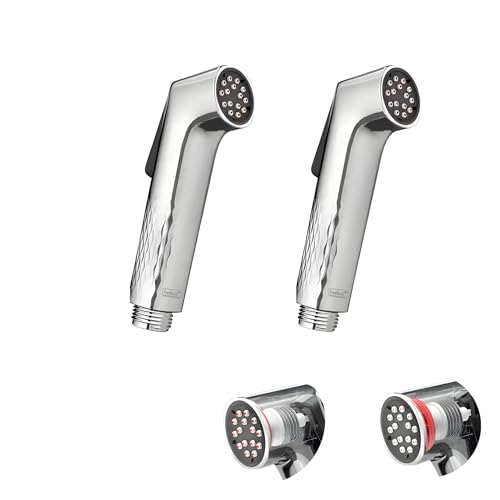 Image of Freshco Pearl No Block Health Faucet for Toilet (Pack of 2 Guns) - Self-Cleaning Nozzle - Air-Injected High Pressure Jet Spray - Non-Slip Grip - Chrome Finish ABS Body (No Hose)