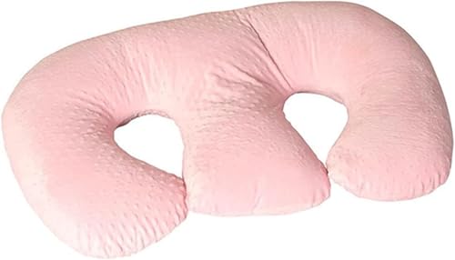 LWKBE Almohada de enfermería Multifuncional para Gemelos, Almohada de Lactancia Materna para Mujeres Embarazadas, Tela de algodón Lavable a máquina.,Rosado