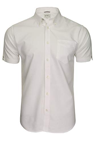 Ben Sherman Herren Freizeithemden Button-Down-Kragen Kurzarm (White...