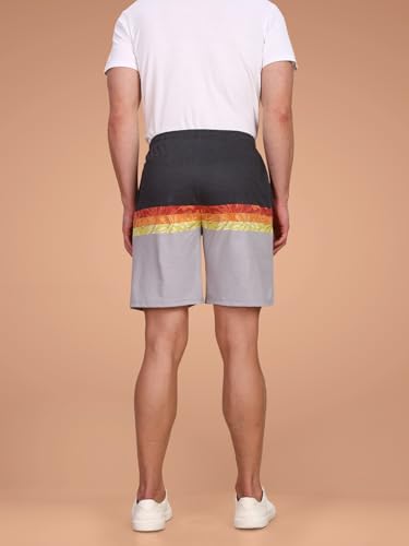 Image of BULLMER Regular Fit Cotton Blend Summer Shorts for Men - Pack of 1 | Printed Shorts for Men Blue