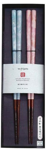 田中箸店 箸ギフトセット 黒貼箱2膳 美麗桜 ブルー/ピンク 23cm No.402543