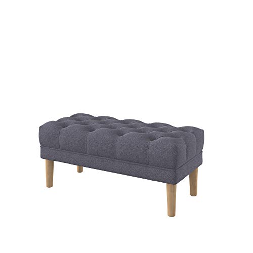 Furninero - Banco Tipo Ottoman tapizado capitoné con patrón Diamante con Abotonado Profundo, Patas Redondeadas, 100 cm de Ancho, Nordic Anthracite Tela, Gris Cover