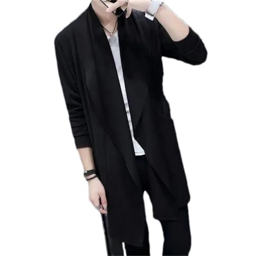 Cardigan long pour homme de style coréen manteau décontracté uni