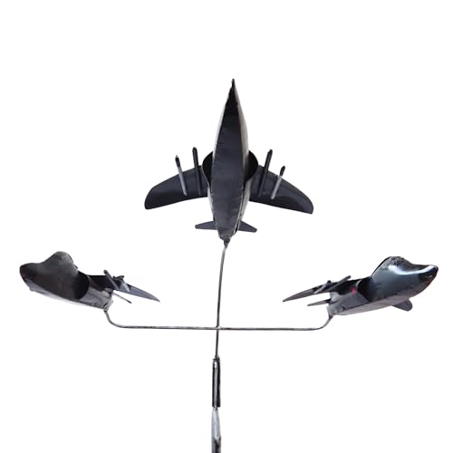 Balancín de paleta de viento de metal – Formación RAF Harrier Jump Jet, 3 planos, decoración de jardín, diseño cinético Rocxking