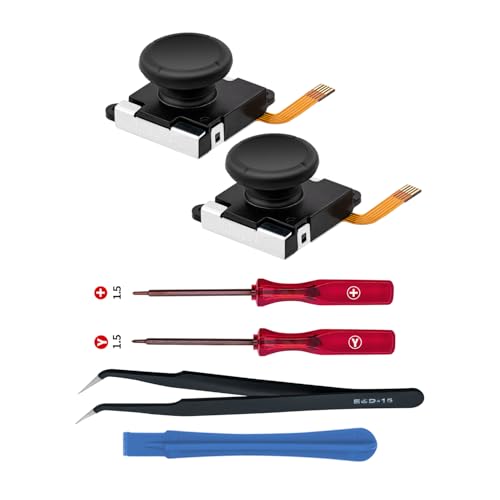 Tolesum 3D TMR Hall Effect Joystick Reparatur Ersatz Set für NS Switch/Switch OLED Joy-Con/Switch Lite Controller mit Reparatur Werkzeuge,No Drift-Schwarz(Nicht für NS Switch 2)