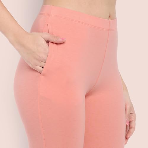 Image of ONE SKY Women Full Length Leggings | Cotton Modal Spandex Blend | High Waist Stretchable & Bio-Washed Fabric | Colour-Lock Technology | Comfortable Leggings for Women