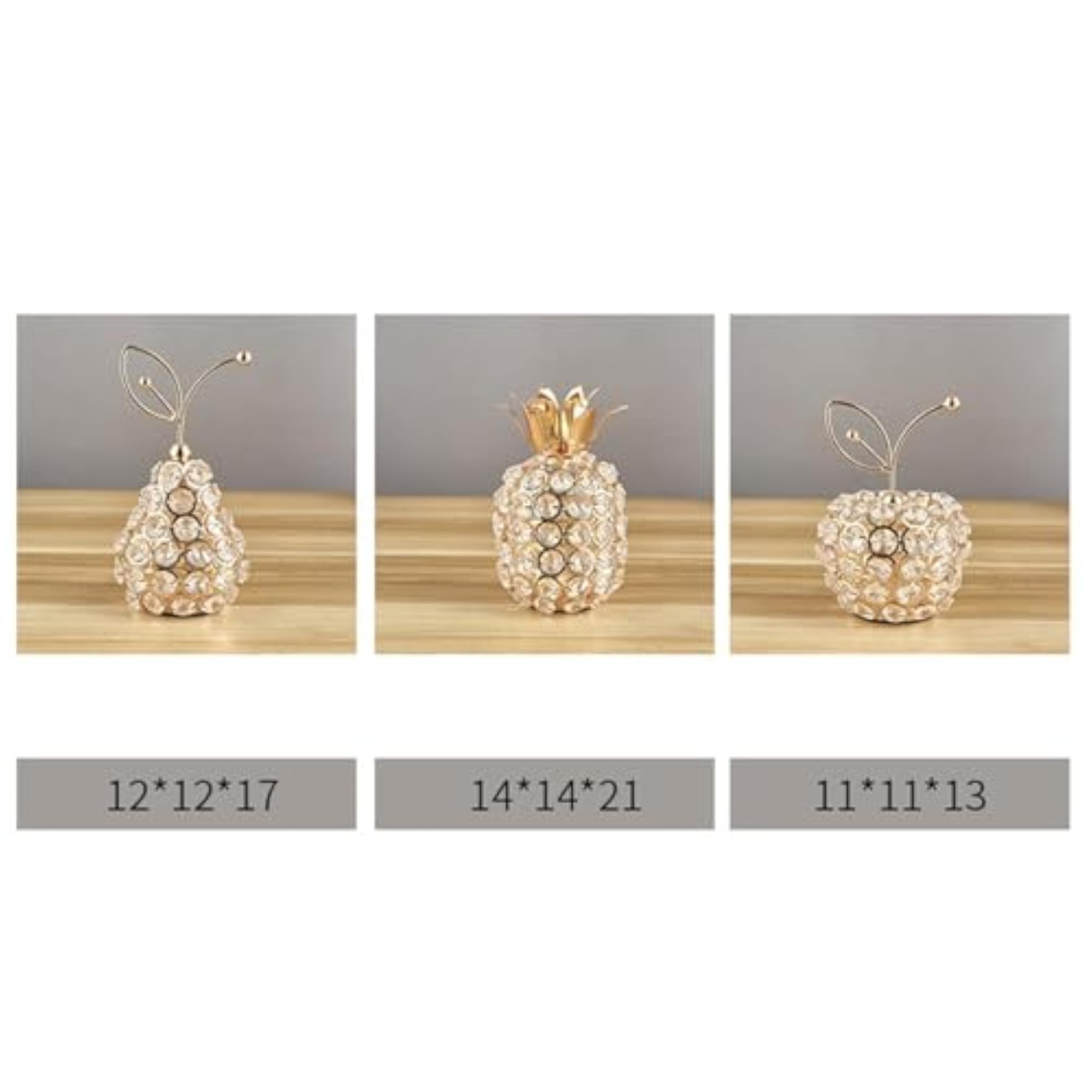 Artificial Fruit Figurine Apples Gold, Ideal Gift for Kitchen Table