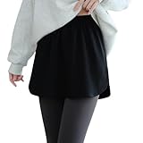 [Ymgot] 付け裾 レイヤード風 つけ裾 レディース 重ね着風 スカート インナー お尻 隠れる ペチコート無地 体型カバー カジュアル (JP, アルファベット, M, ブラック)