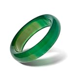 WHITESTONE JEWELRY CO. - Chakra Stone Ring Collection, Stone Bands for Men and Women, Stackable Agate Ring, Green Agate - Heart, Size 7