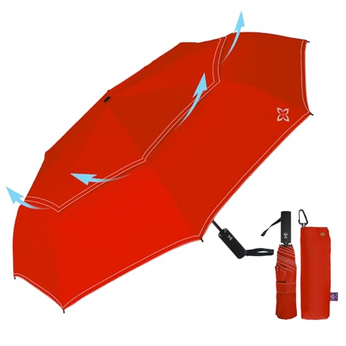 LILAC Windproof Travel Umbrella Compact auto open/close Folding Umbrellas for Rain Craftsmanship Lightweight Portable Small for Women Men TSA Approved Reflective for Night Safety