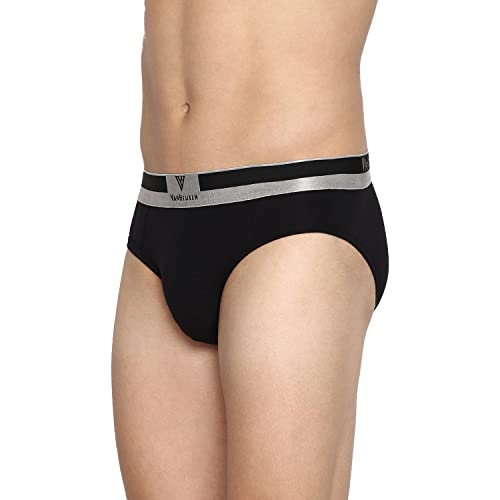 Image of Van Heusen Men Briefs - Pima Cotton Stretch - Colour Fresh, Ultra Soft, Solid 20002 Pure Black XL