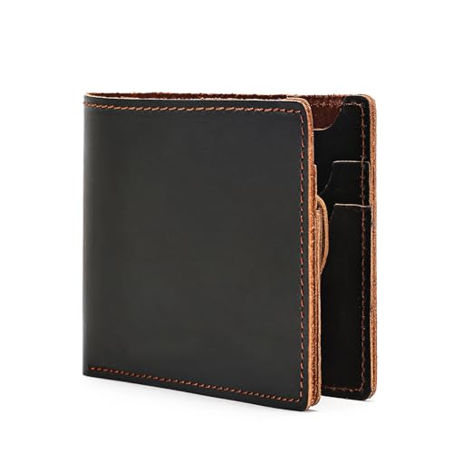 Men's Wallet Men's Minimalist Short Leather Wallet for Party，Travel(Black)