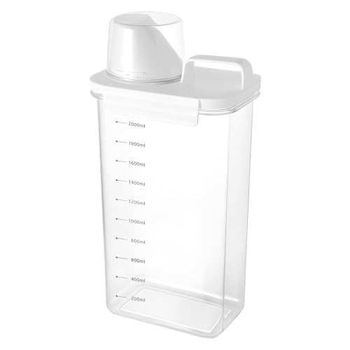 Dispensador de Detergente Hermético A Prueba de Humedad: 2300ml Caja de Almacenamiento con Vaso Medidor - para Guardar Detergente en Polvo y Detergente Líquido para la Ropa