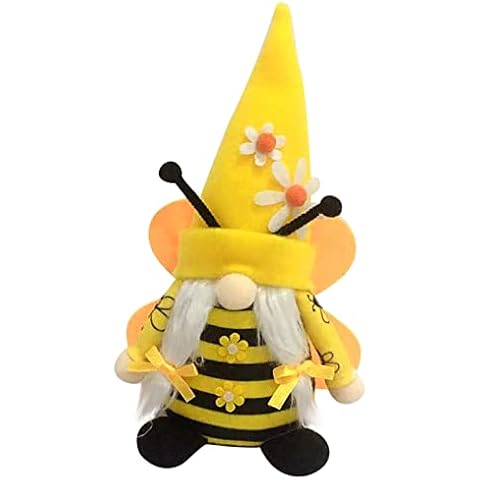 Honey Bee Gnome Sunflower Doll Ornaments Cute Bumble Bee Gonk Gnomes Dolls Handmade Faceless Stuffed Doll Scandinavian Tomte Nisse Swedish Elf Dwarfs Spring Decor for Farmhouse Home (Female) Cover