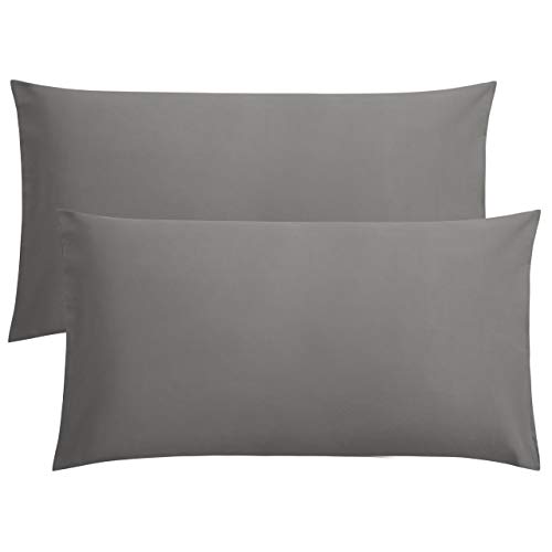 FLXXIE 2 Pack Microfiber King Pillow Cases, 1800 Super Soft Pillowcases with Envelope Closure, Wrinkle, Fade and Stain Resistant Pillow Covers, 20x36, Dark Grey