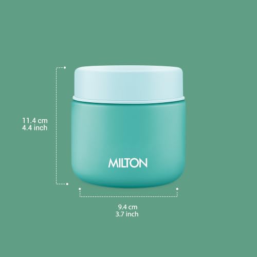 Image of MILTON Grab N Go 350 Thermosteel Vacuum Insulated Food Jar|Hot & Cold Thermal Flask,Double Walled|Leak Proof|Ideal for carrying Soup,Khichdi,Sweet Corn to Office,School & Travelling,350 ml,Aqua Green