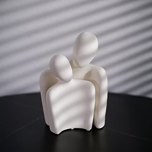 BUTILIVEEN Couple Gifts, Ceramic Couple Sculpture Decor, Anniversary Wedding for Her, Valentines Day Gifts for Wife Husband, Abstract Figure Statue for Home Decoration, Small, White - Image 3