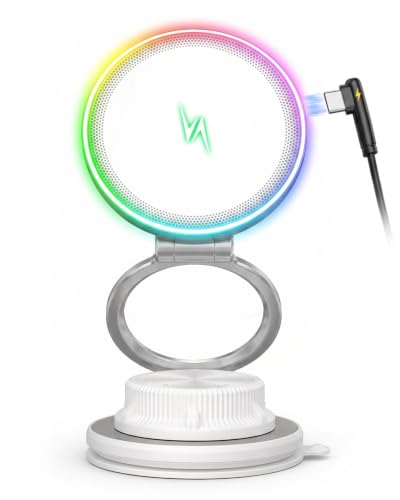 【2026新登場】スマホホルダー 車 ワイヤレス充電 マグネット『15W急速充電&強化ガラスパネル』スマホスタンド ナノジェル吸盤 N55強力磁石 360°回転 MagSafe対応 薄型 折りたたみ式 車載ホルダー 片手操作 1秒着脱 跡残らず 水洗い可能 iPhone&Android多機種対応 磁気シート付属 (ホワイト)