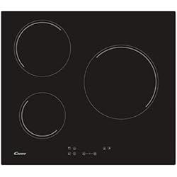 Vitrocerámica Aspes Ideal 4 Fuegos Candy CH63CC Timeless - Vitrocerámica, Tres Zonas, Fuego Grande 25CM, 10 Niveles de Potencia, Mandos Centrales, Bloqueo Seguridad, Alerta Sobrecalentamiento y Derrames, Negro, 59 x 52 x 5 cm