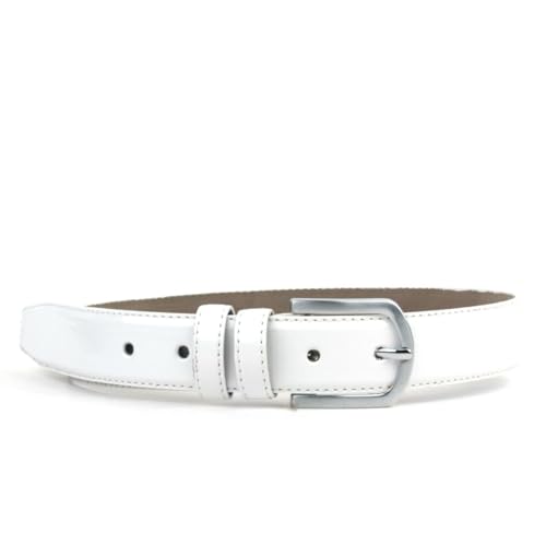 Kemer, Beyaz Rugan 3,5 cm Erkek Çocuk (85-110 cm)