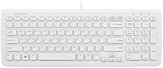 Perixx PERIBOARD-208W AR Wired Chiclet Keyboard with Compact Design and Multimedia Keys - White - Arabic Layout