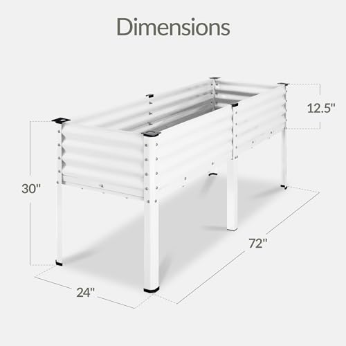 Image of Best Choice Products 72x24x30in Non Toxic Galvanized Raised Garden Bed, Metal Elevated Planter Box, Vegetable Garden, 100% Non Toxic Materials - White