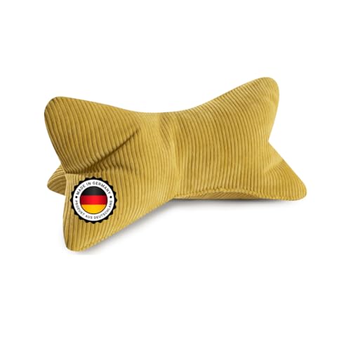 Leseknochen Selma Cord Look ergonomische Form für Nacken- oder Lendenstütze Flexible Stütze für Bücher, E-Books oder Tablets (Gelb) Leseknochen Selma Cord Look ergonomische Form für Nacken- oder Lendenstütze Flexible Stütze für Bücher, E-Books oder Tablets (Gelb)
