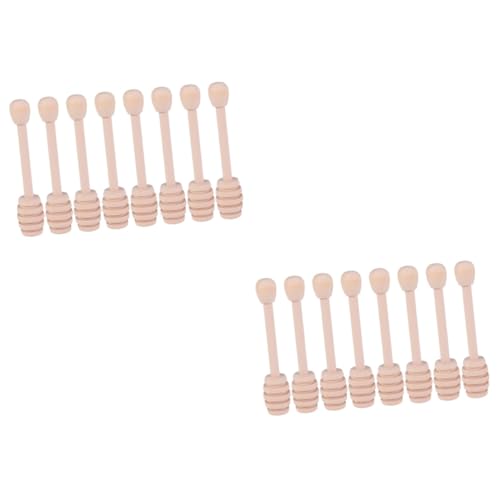 Cabilock 2sets Honey Stick Syrup Stirrer Honey Stirrer Honey Stirring Spoon Honey Stir Sticks Coffee Stirrer Honey Tool Honey Spoons for Tea Stirred Stick for Home Wooden Brown 8pcs*2
