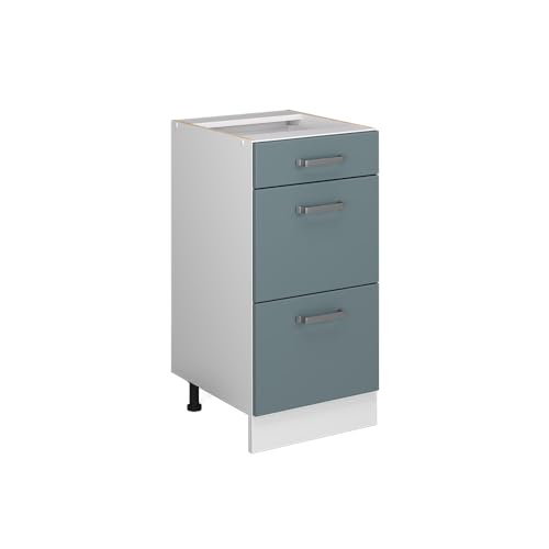 Vicco Meuble Cuisine R-Line, Bleu-Gris, 40cm avec tiroirs, sans PT, pour Une Combinaison Libre au Sein de systèmes de Cuisine modulaires