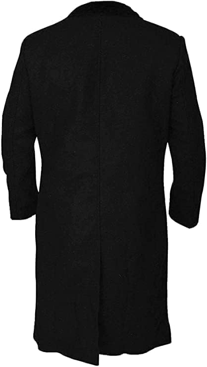 Men's New Black Black Woolen Long Trench Winter Coat Jacket4