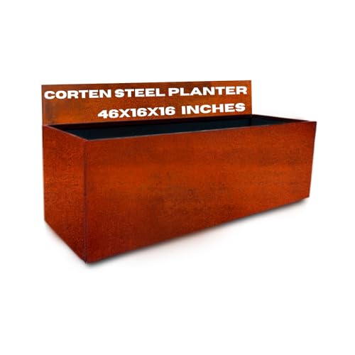 Watbick Corten Steel Planter Series Long Box Planter Large Rectangle Metal Box Outdoor - Flower Pot for Garden Patio Commercial Farmhouse Industrial - Rectangular Plants Container 46 L