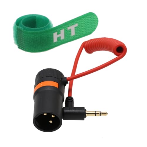 HangTon Cable de audio de 3,5 mm Mini Jack a XLR de 3 pines para micrófono BOYA Rode Wireless GO II a Sony FX9 FX3 Canon Cámara Mixer Grabadora, ángulo recto macho rojo trenzado 50 cm - imagen 3