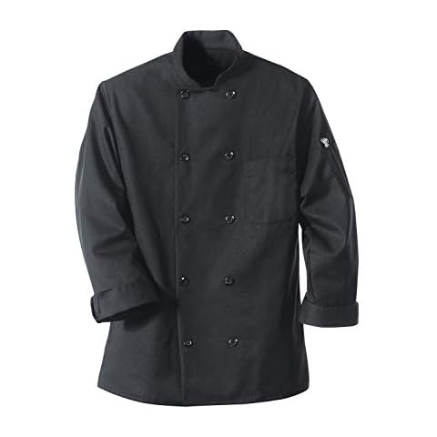 Chef Designs mens Black Coat Ten Pearl Buttons chefs jackets, Black, XX-Large US Cover