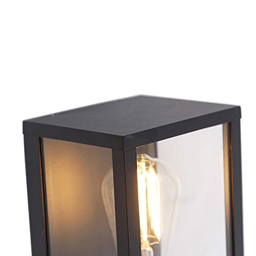 QAZQA - Industrieel Buiten wandlamp zwart IP44 met schemersensor - Ruben | Buitenverlichting - Roestvrij staal (RVS) Cilinder - E27 Geschikt voor LED - Max. 1 x 40 Watt