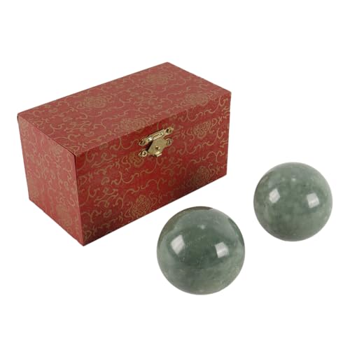 ANCLLO 2 bolas de ejercicio de 45 a 50 mm, bolas de baoding chinas de mármol sólido, color verde oscuro, para masaje, estrés, salud, meditación, para terapia de manos, color verde