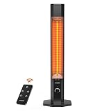 Haimmy Outdoor Electric Patio Heater, Infrared Heater with Remote, 9 Heat Levels, 9H Timer, 1500W 3s