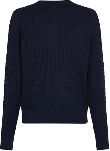 Tommy Hilfiger Damen Strickjacke Cardigan Zopfmuster, Blau (Dark Night Navy), L 6