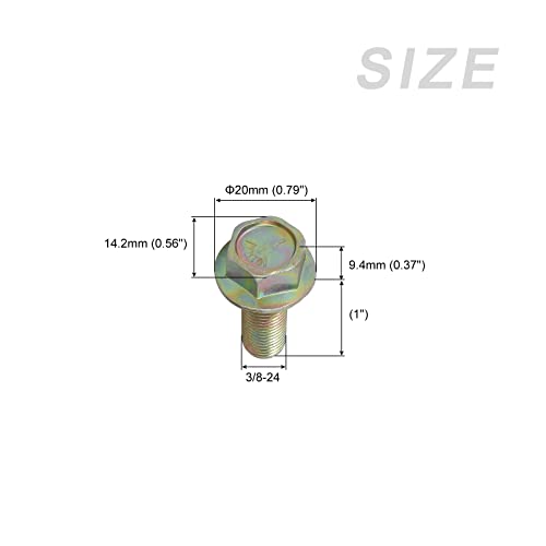 Image of METALLIXITY Flanged Hex Head Bolts (3 /8-24 x 1) 20pcs, Hexagon Serrated Flange Bolt Carbon Steel Screw - for House Construction Hardware Fasteners